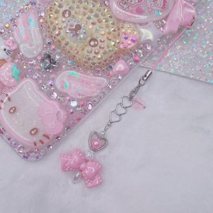 Pink Bow and Hearts Strap Charm